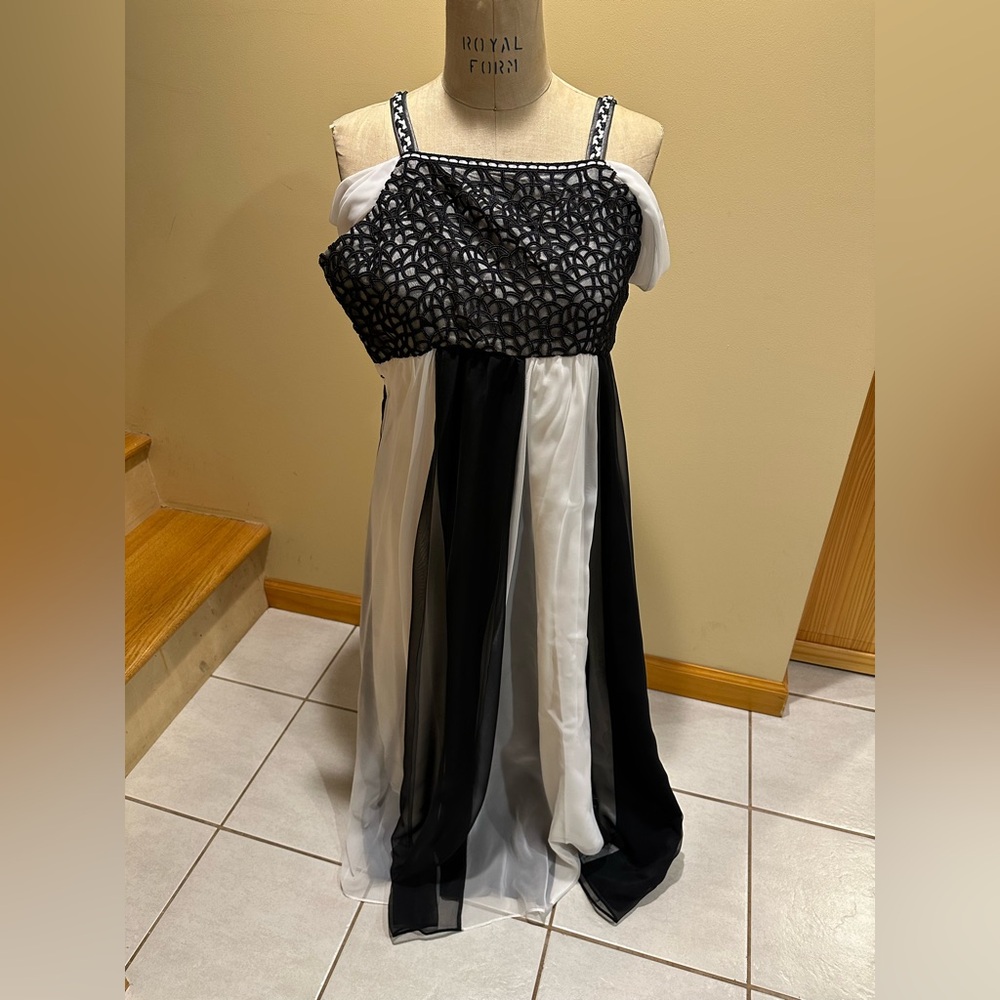 Long Black & White womens dress (made by a seamstress)